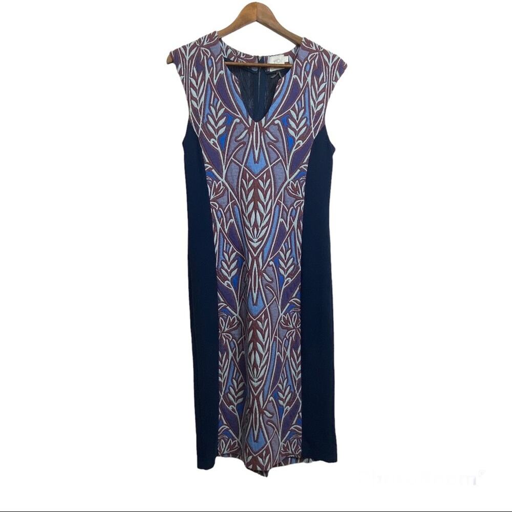 Anthropologie HD in Paris blue motif Mosaic MIDI ‎ Sweater Dress Medium